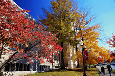 The Maurer School of Law building pictured on a Fall day.